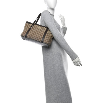 GUCCI Monogram Medium Abbey Tote Dark Brown