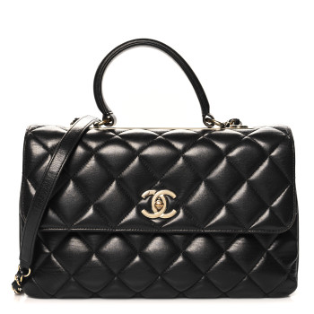 CHANEL Lambskin Quilted Medium Trendy CC Flap Dual Handle Bag Black