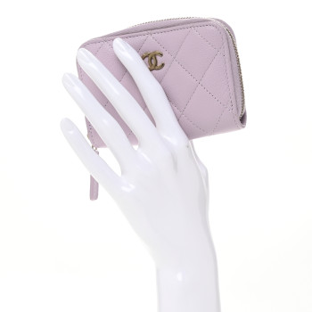CHANEL Caviar Quilted Zip Coin Purse Light Pink