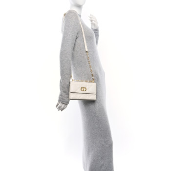CHRISTIAN DIOR Lambskin Macrocannage Mini Miss Caro Bag Latte