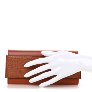 HERMES Matte Alligator Tadelakt Passant Long Wallet Terre Battue Cuivre