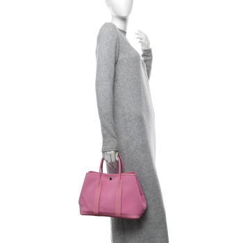 HERMES Toile Officier Vache Country Garden Party 30 TPM Pink