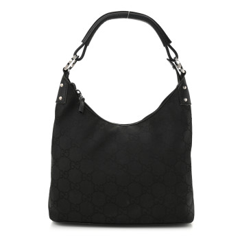 GUCCI Nylon Monogram Small Hobo Black