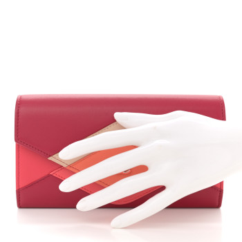 CHANEL Lambskin Chevron Large Gusset Flap Wallet Dark Pink Multicolor