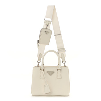 PRADA Saffiano Lux Micro Galleria Shoulder Bag White