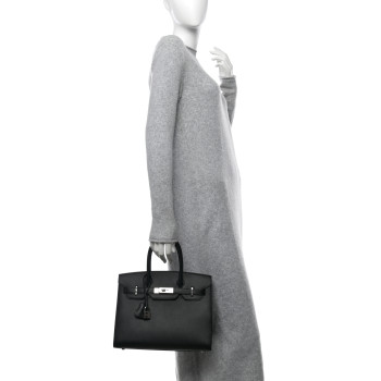 HERMES Madame Calfskin Birkin Sellier 30 Black