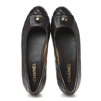 CHANEL Lambskin Quilted CC Ballerina Flats 40 Dark Purple
