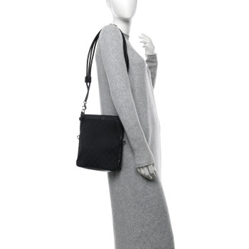 GUCCI Monogram Braided Shoulder Bag Black