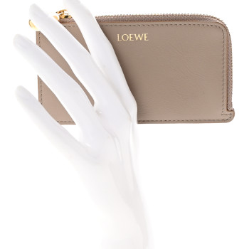 LOEWE Shiny Nappa Pebble Coin Card Holder Sand