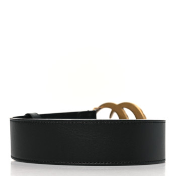 GUCCI Moon Calfskin Pearl Double G 40mm Belt 70 28 Black Cream
