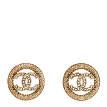 CHANEL Crystal CC Vendome Round Earrings Gold
