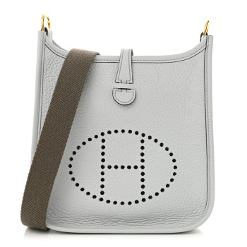 HERMES Taurillon Clemence Amazone Evelyne TPM Bleu Pale Etain