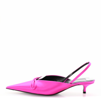 BALENCIAGA Satin Pointed Toe Knife Slingback 40mm Mules 36 Rose Fuchsia