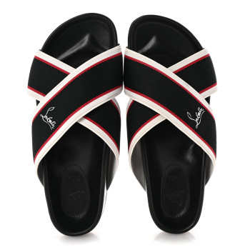CHRISTIAN LOUBOUTIN Canvas Calfskin Mens Hot Cross Bizz Sandals 43