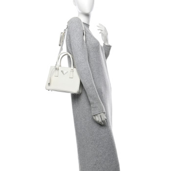 PRADA Saffiano Lux Micro Galleria Shoulder Bag White