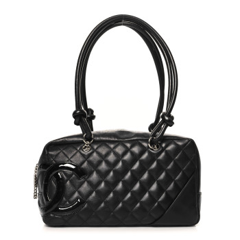 CHANEL Calfskin Quilted Large Cambon Bowler Black