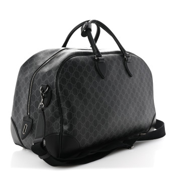 GUCCI GG Supreme Monogram Calfskin GG Emblem Medium Duffle Bag Black