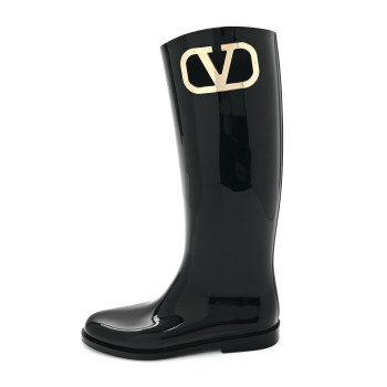 VALENTINO GARAVANI Rubber Vlogo Knee High Rain Boots 38 Black