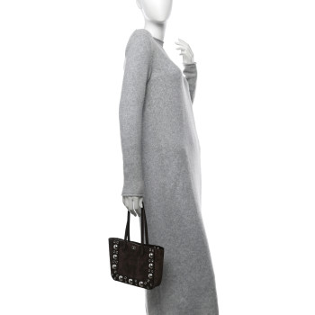 VALENTINO GARAVANI Suede Studded Mini Nellcote Shopping Tote Brown