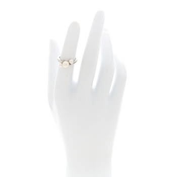 MIKIMOTO 18K White Gold Diamond Akoya Cultured Pearl Bubbles Ring 49 4.75