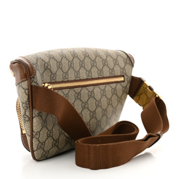 GUCCI GG Supreme Monogram Textured Calfskin Retro Interlocking G Belt Bag Beige Ebony Brown Sugar