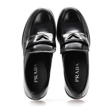 PRADA Spazzolato Loafers 37 Black