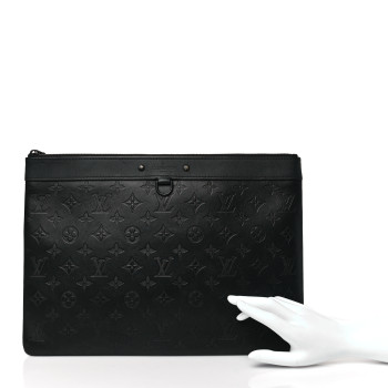 LOUIS VUITTON Calfskin Monogram Shadow Discovery Pochette Black