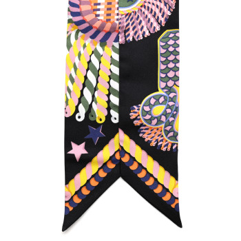 HERMES Silk Epaulettes De Gala Twilly Black Multicolor