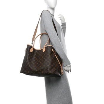LOUIS VUITTON Monogram Stamped Inside Out Neverfull Bandouliere GM Beige