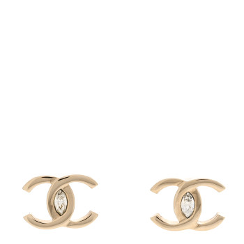 CHANEL Crystal CC Large Stud Earrings Gold