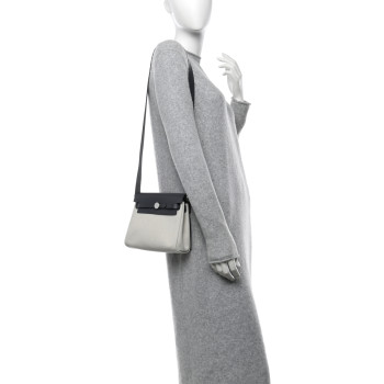 HERMES Military Toile Vache Hunter Herbag Zip Retourne 20 Ecru Ardoise