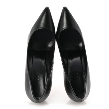 GUCCI Calfskin Kristen Bamboo Pumps 36.5 Black