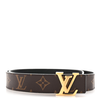 LOUIS VUITTON Calfskin Monogram 30mm LV Initiales Reversible Belt 80 32 Black