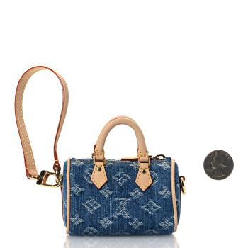 LOUIS VUITTON LV X TM Monogram Denim Cerises Micro Speedy Bag Charm Blue