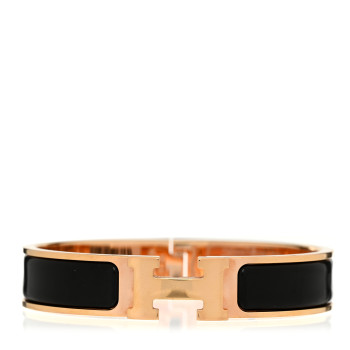 HERMES Enamel Narrow Clic Clac H Bracelet PM Black