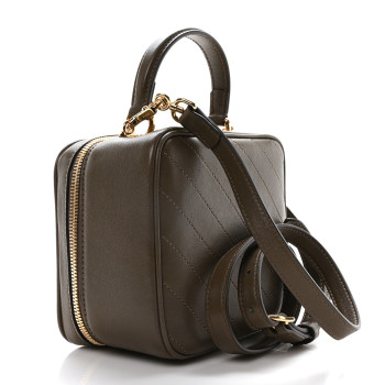 GUCCI Sakai Be Green Calfskin Diagonal Stitched Blondie Top Handle Bag Craclet Brown
