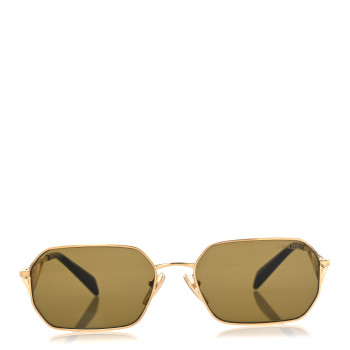 PRADA Metal Symbole Triangle Logo Sunglasses SPR A51 Gold Brown