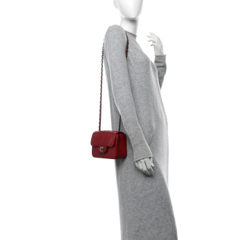 CHANEL Snakeskin Mini Square Flap Red