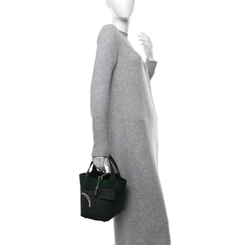 HERMES Wool Felt Swift Go Team Picotin Lock 18  Vert Fonce Vert Anglais Vert Cactus New White