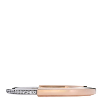TIFFANY 18K Rose White Gold Diamond Tiffany Lock Half Pave Bangle Bracelet