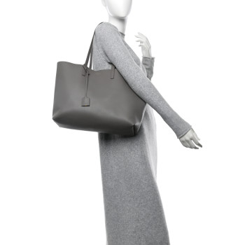 SAINT LAURENT Calfskin Large Shopping Tote Fog
