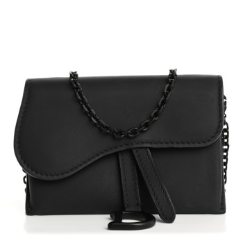 CHRISTIAN DIOR Ultra Matte Calfskin Nano Saddle Chain Pouch Black