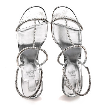 CHRISTIAN LOUBOUTIN Specchio PVC Crystal Simple Queenie Sandals 39 Silver