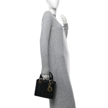 CHRISTIAN DIOR Patent Cannage Small Lady Dior Black