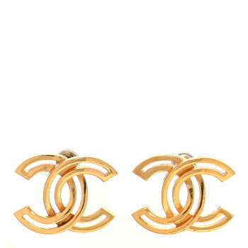 CHANEL Metal Obazine CC Earrings Gold