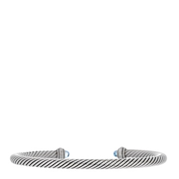 DAVID YURMAN Sterling Silver 18K Yellow Gold Blue Topaz 4mm Cable Classics Bracelet