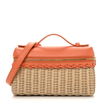 LORO PIANA Wicker Calfskin L19 Extra Pocket Pouch Sun Kissed