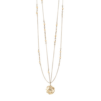CHANEL Crystal Pearl Drop Multi Chain Necklace Gold