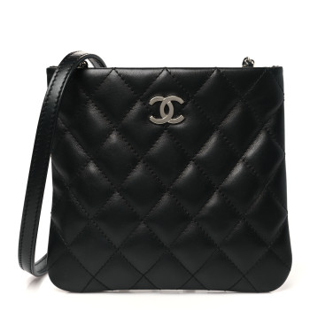 CHANEL Lambskin Quilted Crossbody Bag Black