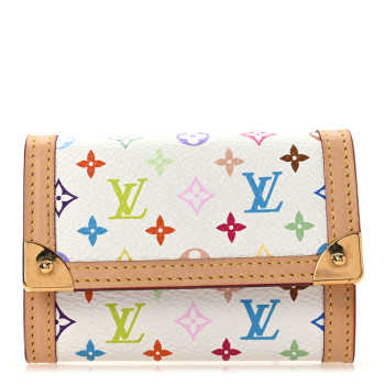 LOUIS VUITTON Monogram Multicolor Porte-Monnaie Plat Coin Purse White